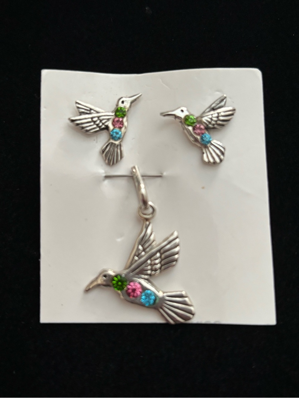 925 Sterling Silver Hummingbird set
